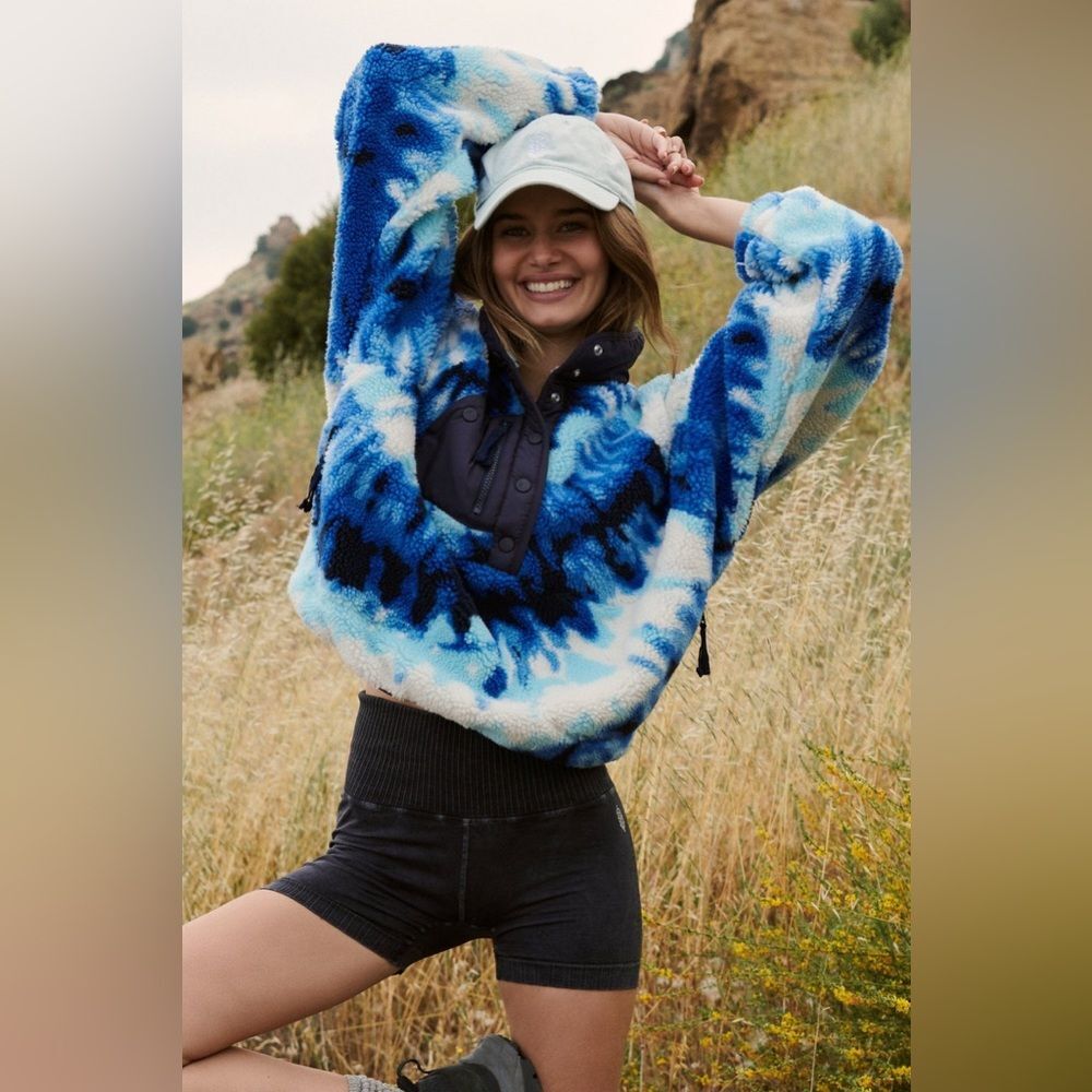 NWT Free People Rocky Ridge Pullover - Ocean Tie Dye - XS
